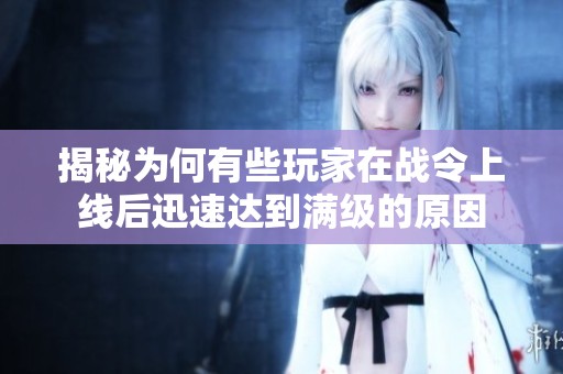 揭秘为何有些玩家在战令上线后迅速达到满级的原因