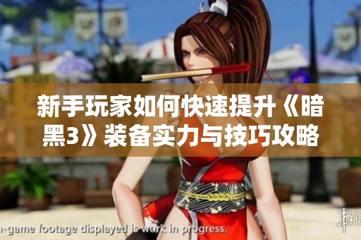 新手玩家如何快速提升《暗黑3》装备实力与技巧攻略