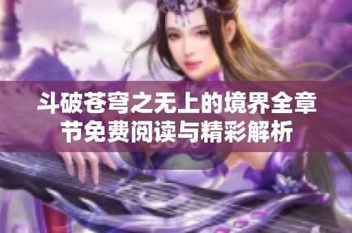 斗破苍穹之无上的境界全章节免费阅读与精彩解析