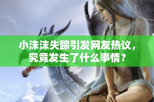 小沫沫失踪引发网友热议，究竟发生了什么事情？