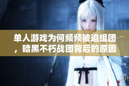 单人游戏为何频频被迫组团，暗黑不朽战团背后的原因分析