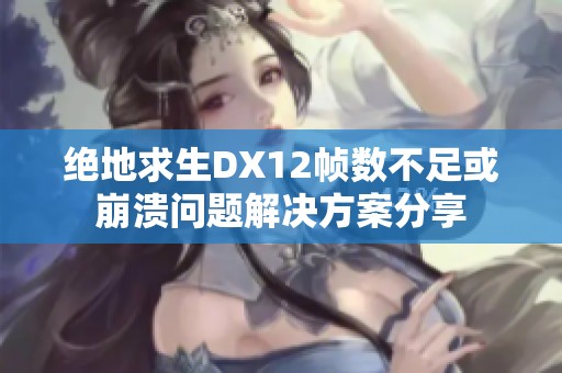 绝地求生DX12帧数不足或崩溃问题解决方案分享