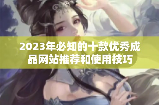 2023年必知的十款优秀成品网站推荐和使用技巧