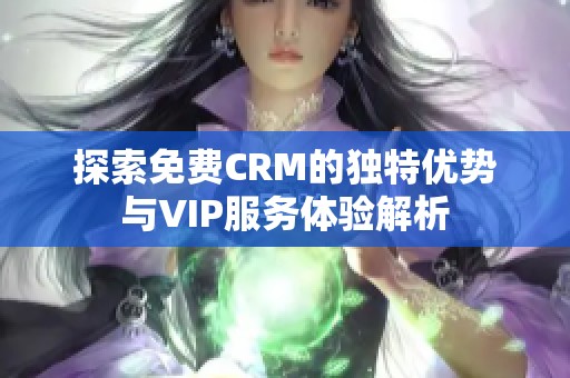 探索免费CRM的独特优势与VIP服务体验解析