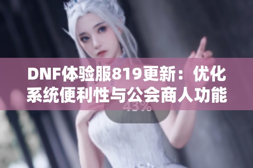 DNF体验服819更新：优化系统便利性与公会商人功能重塑