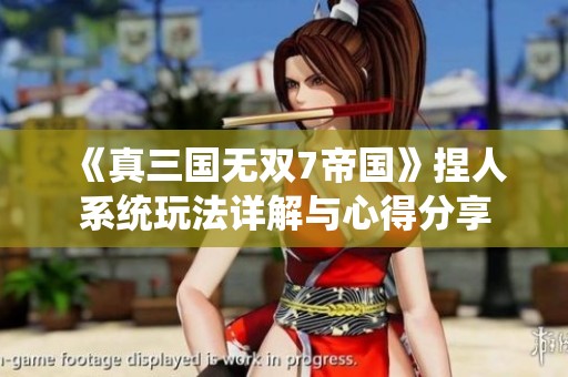 《真三国无双7帝国》捏人系统玩法详解与心得分享