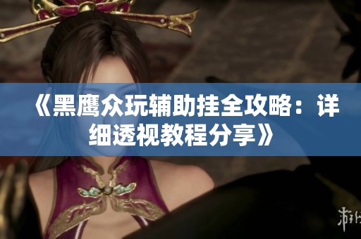 《黑鹰众玩辅助挂全攻略：详细透视教程分享》