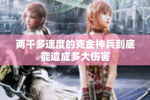 两千多速度的克金神兵到底能造成多大伤害