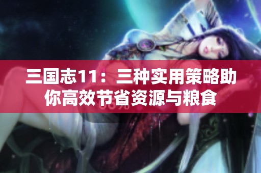 三国志11：三种实用策略助你高效节省资源与粮食