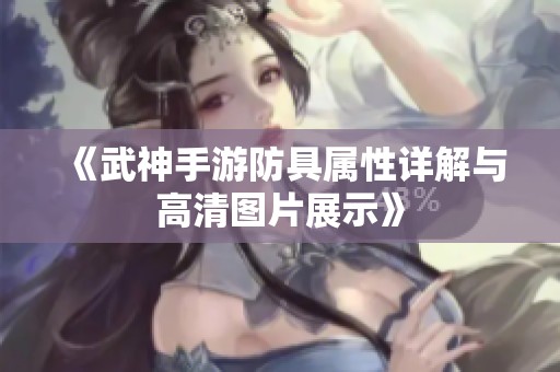 《武神手游防具属性详解与高清图片展示》