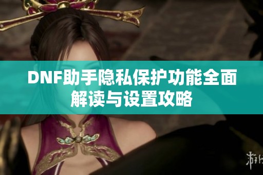 DNF助手隐私保护功能全面解读与设置攻略