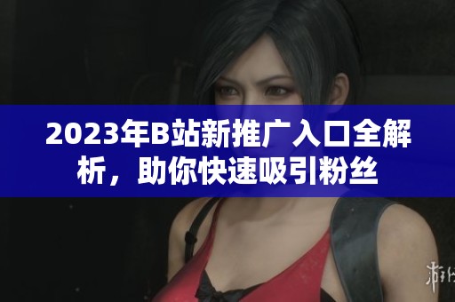2023年B站新推广入口全解析，助你快速吸引粉丝