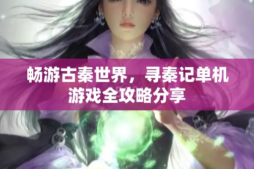 畅游古秦世界，寻秦记单机游戏全攻略分享