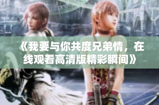 《我要与你共度兄弟情，在线观看高清版精彩瞬间》