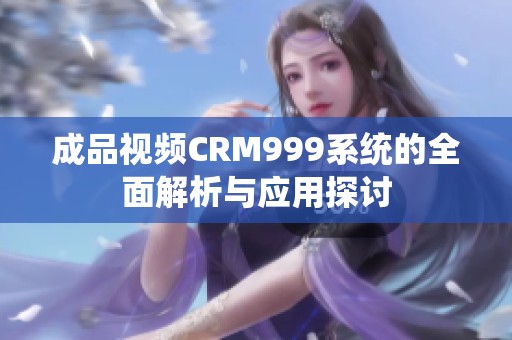 成品视频CRM999系统的全面解析与应用探讨