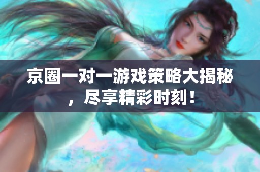 京圈一对一游戏策略大揭秘，尽享精彩时刻！