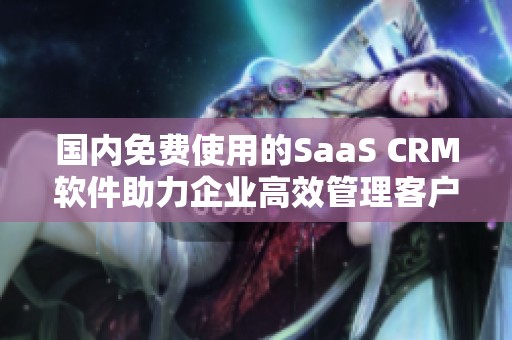 国内免费使用的SaaS CRM软件助力企业高效管理客户关系