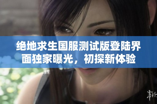 绝地求生国服测试版登陆界面独家曝光，初探新体验