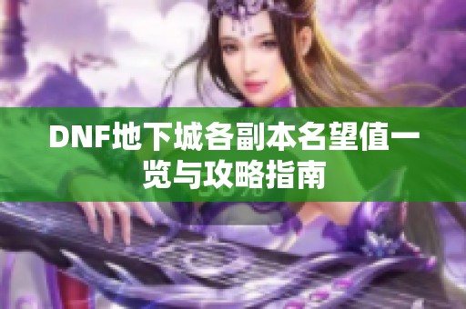 DNF地下城各副本名望值一览与攻略指南