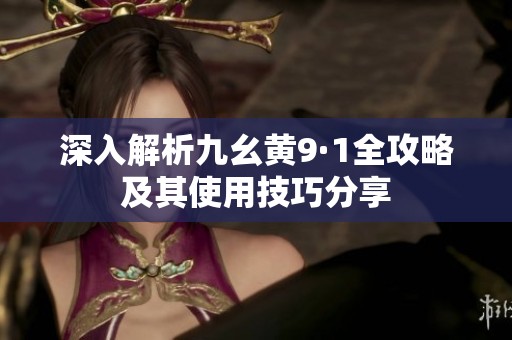 深入解析九幺黄9·1全攻略及其使用技巧分享