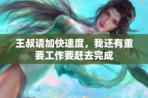 王叔请加快速度，我还有重要工作要赶去完成