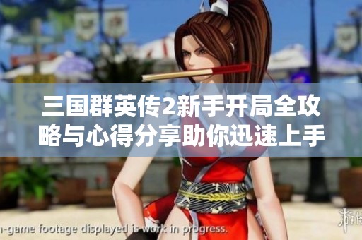 三国群英传2新手开局全攻略与心得分享助你迅速上手游戏技巧