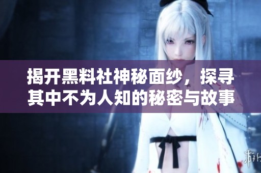揭开黑料社神秘面纱，探寻其中不为人知的秘密与故事