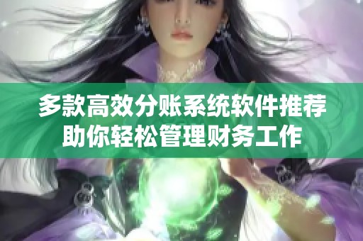 多款高效分账系统软件推荐助你轻松管理财务工作
