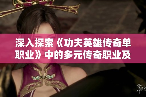 深入探索《功夫英雄传奇单职业》中的多元传奇职业及其独特魅力分析