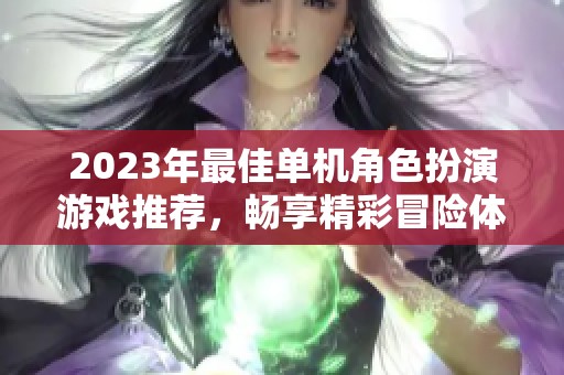 2023年最佳单机角色扮演游戏推荐，畅享精彩冒险体验