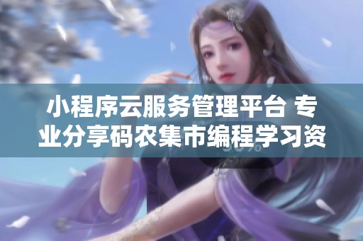 小程序云服务管理平台 专业分享码农集市编程学习资源
