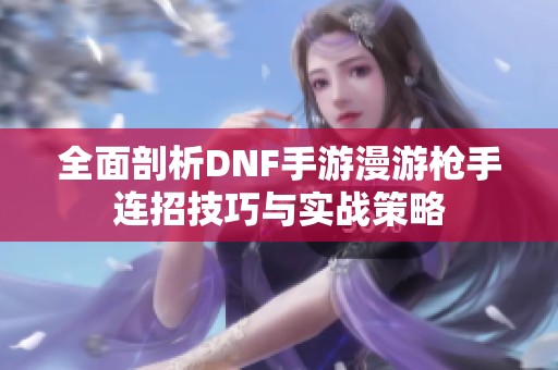 全面剖析DNF手游漫游枪手连招技巧与实战策略