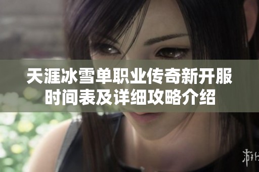 天涯冰雪单职业传奇新开服时间表及详细攻略介绍