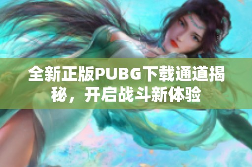全新正版PUBG下载通道揭秘，开启战斗新体验