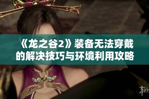 《龙之谷2》装备无法穿戴的解决技巧与环境利用攻略分享