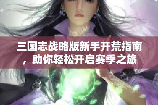 三国志战略版新手开荒指南，助你轻松开启赛季之旅