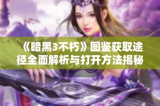 《暗黑3不朽》图鉴获取途径全面解析与打开方法揭秘